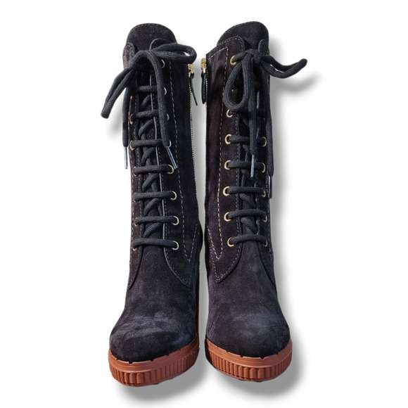 Tod’s Brown Suede Altraversione Lace-Up Zip Heeled Boots – NIB EU 34.5 / US 4.5 - Picture 13 of 16